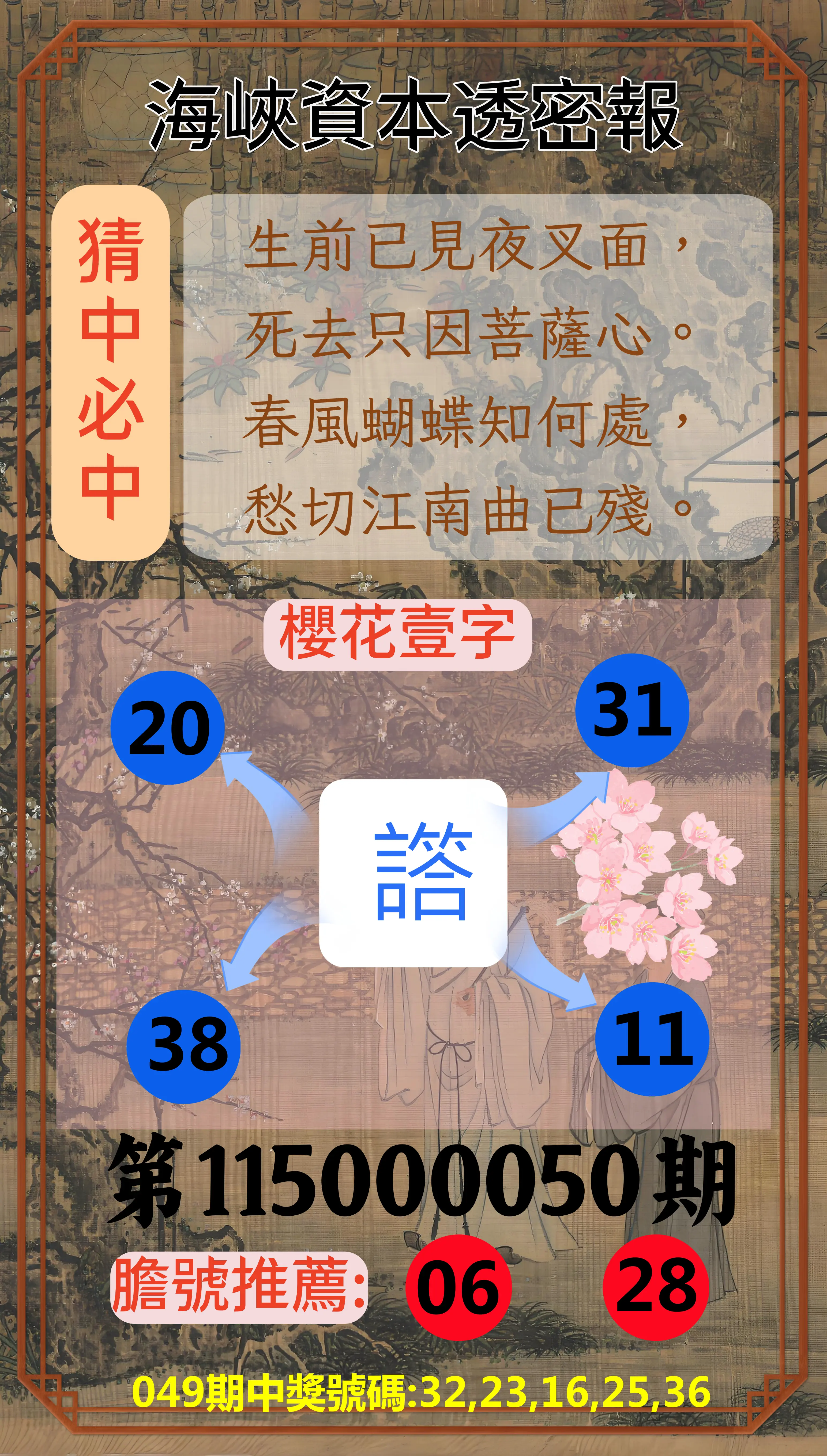 今彩539第115000050期(02/25)海峽資本透密報