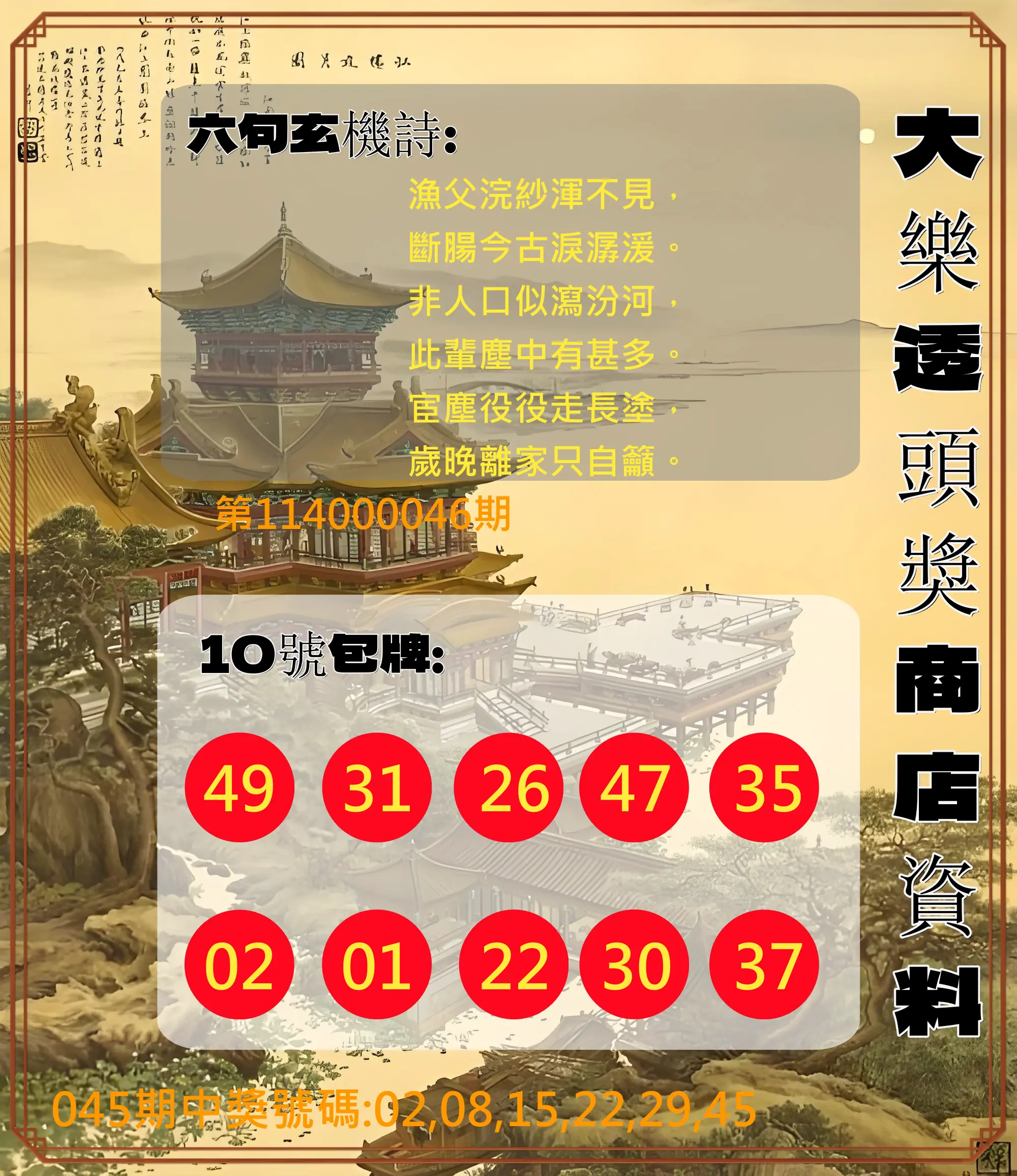 大樂透第114000046期大樂透頭獎商店資料