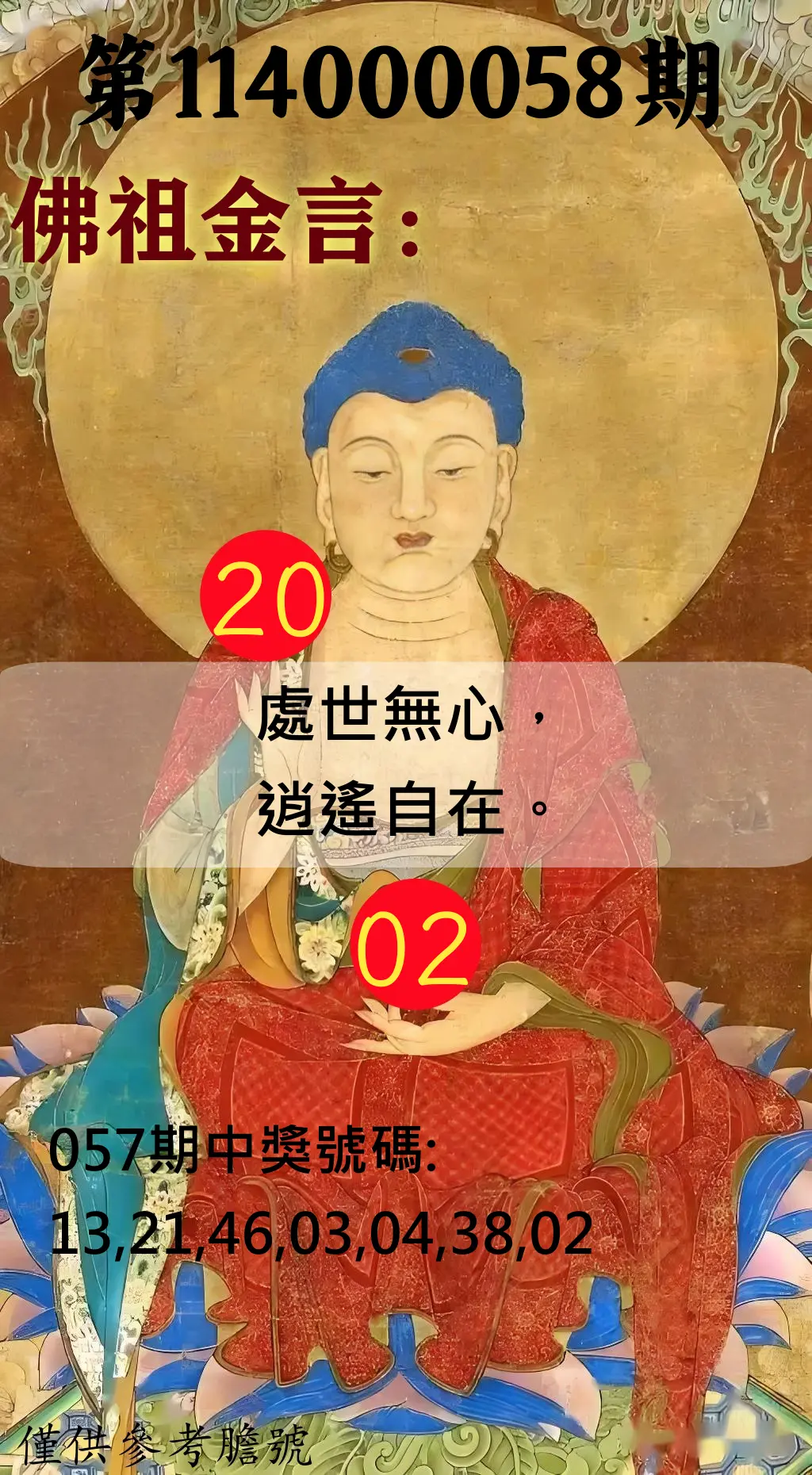 大樂透第114000058期佛祖金言