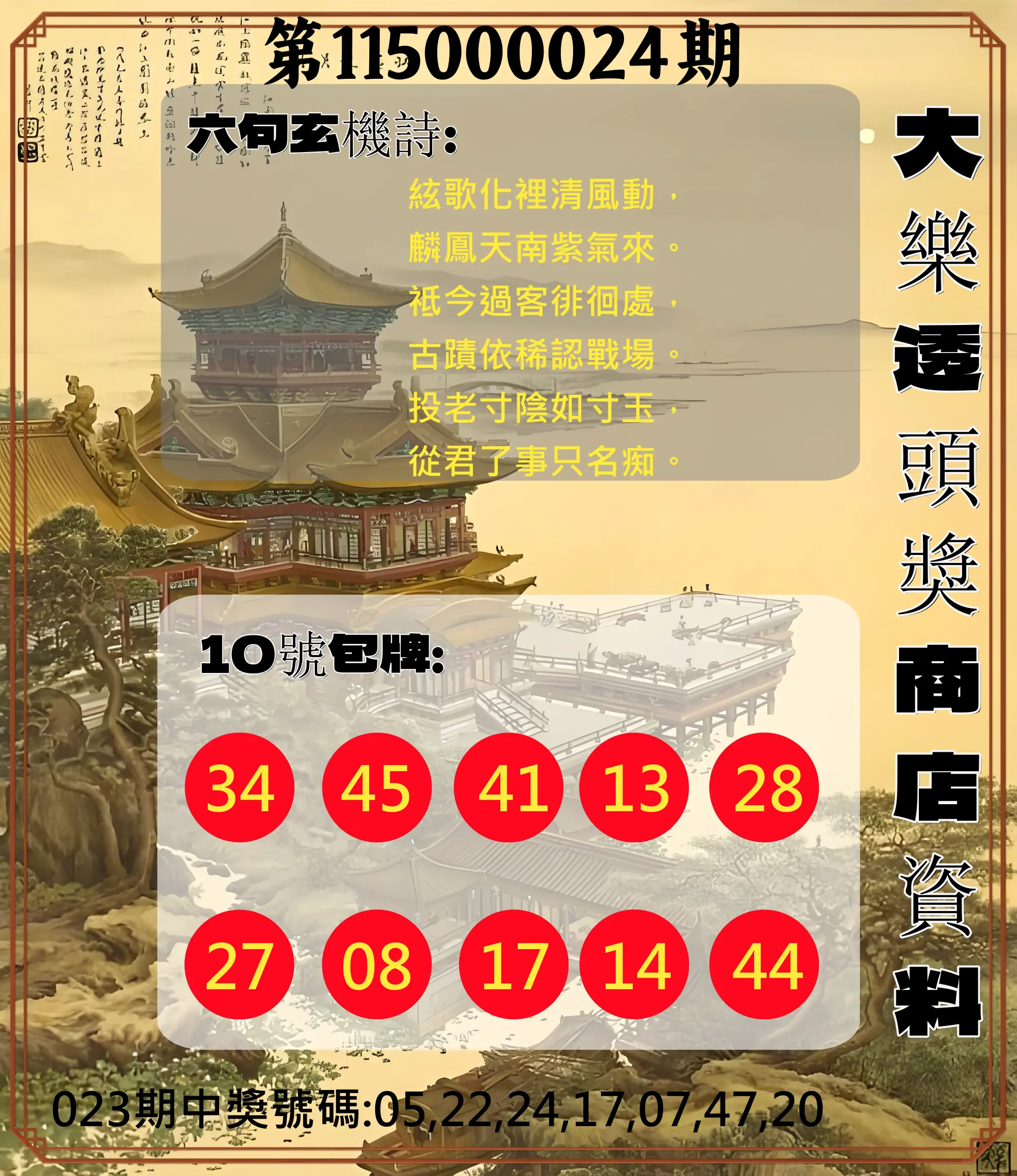 大樂透第115000024期(02/23)大樂透頭獎商店資料