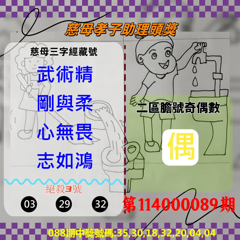 威力彩第114000089期(11/06)慈母孝子助理頭獎