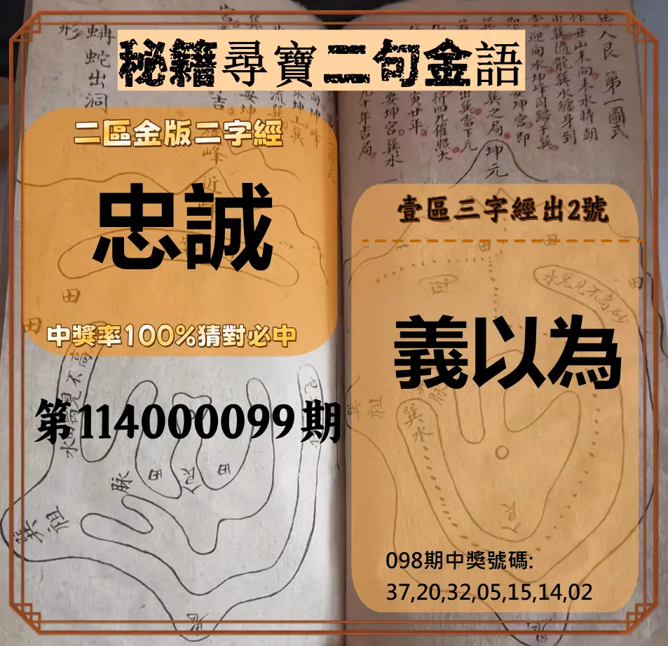威力彩第114000099期(12/11)秘籍尋寶二句金語