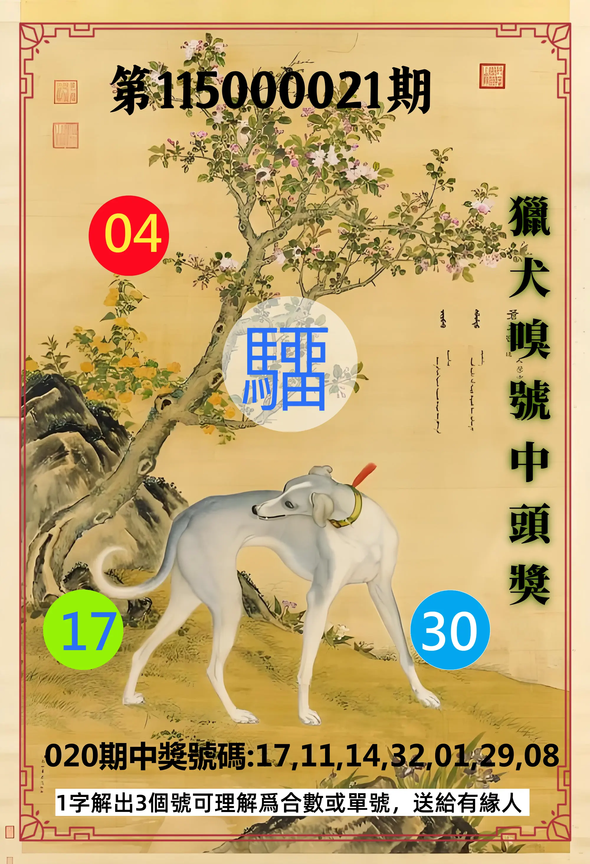 威力彩第115000021期(03/12)獵犬嗅號中頭獎