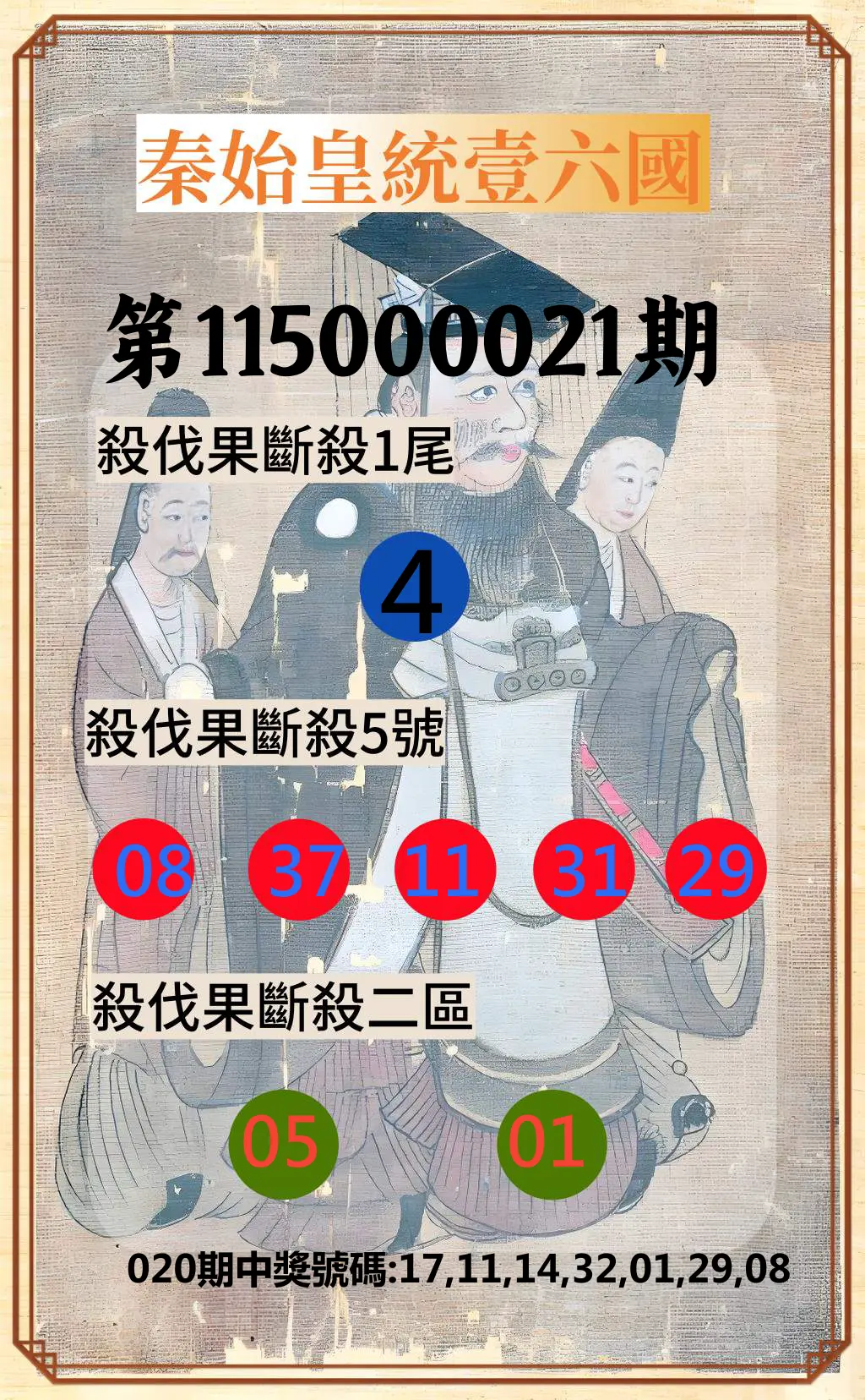 威力彩第115000021期(03/12)秦始皇統壹六國