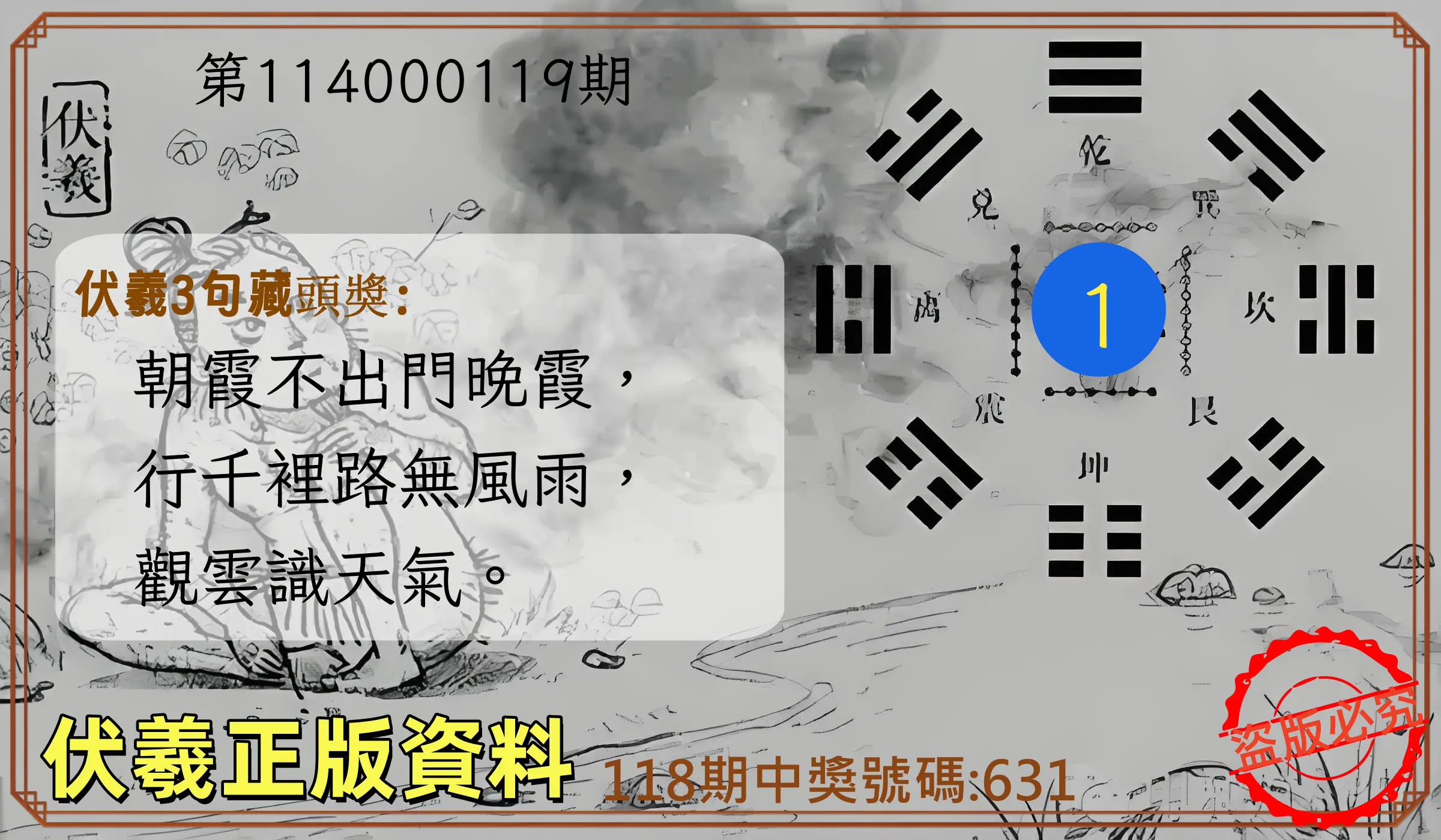 3星彩第114000119期伏羲正版資料