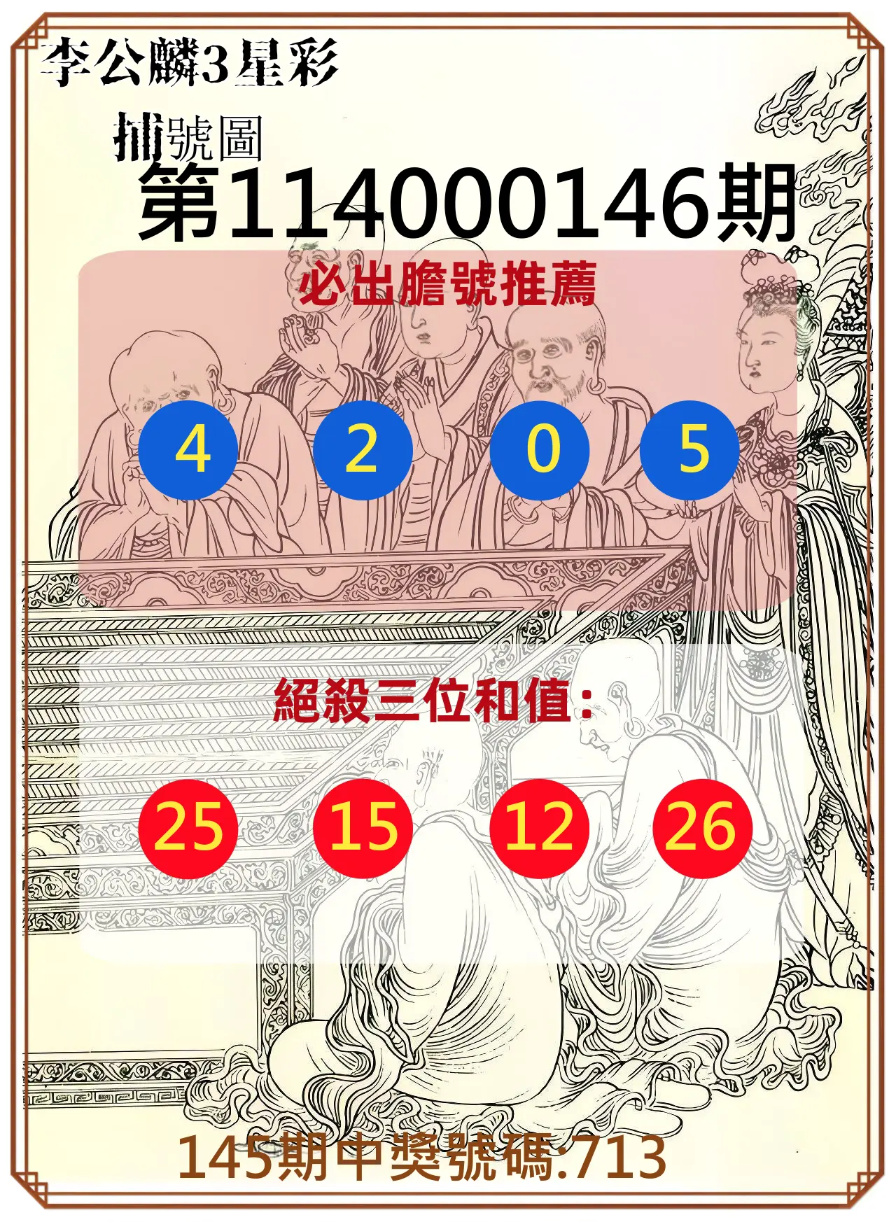 3星彩第114000146期李公麟3星彩捕號圖