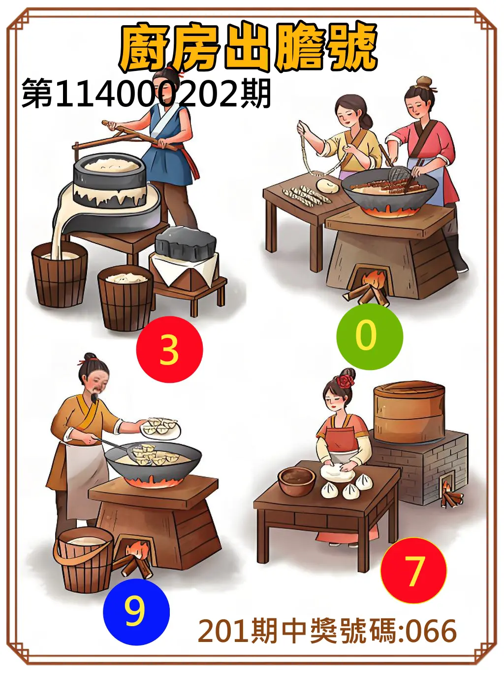 3星彩第114000202期(08/20)廚房出膽號