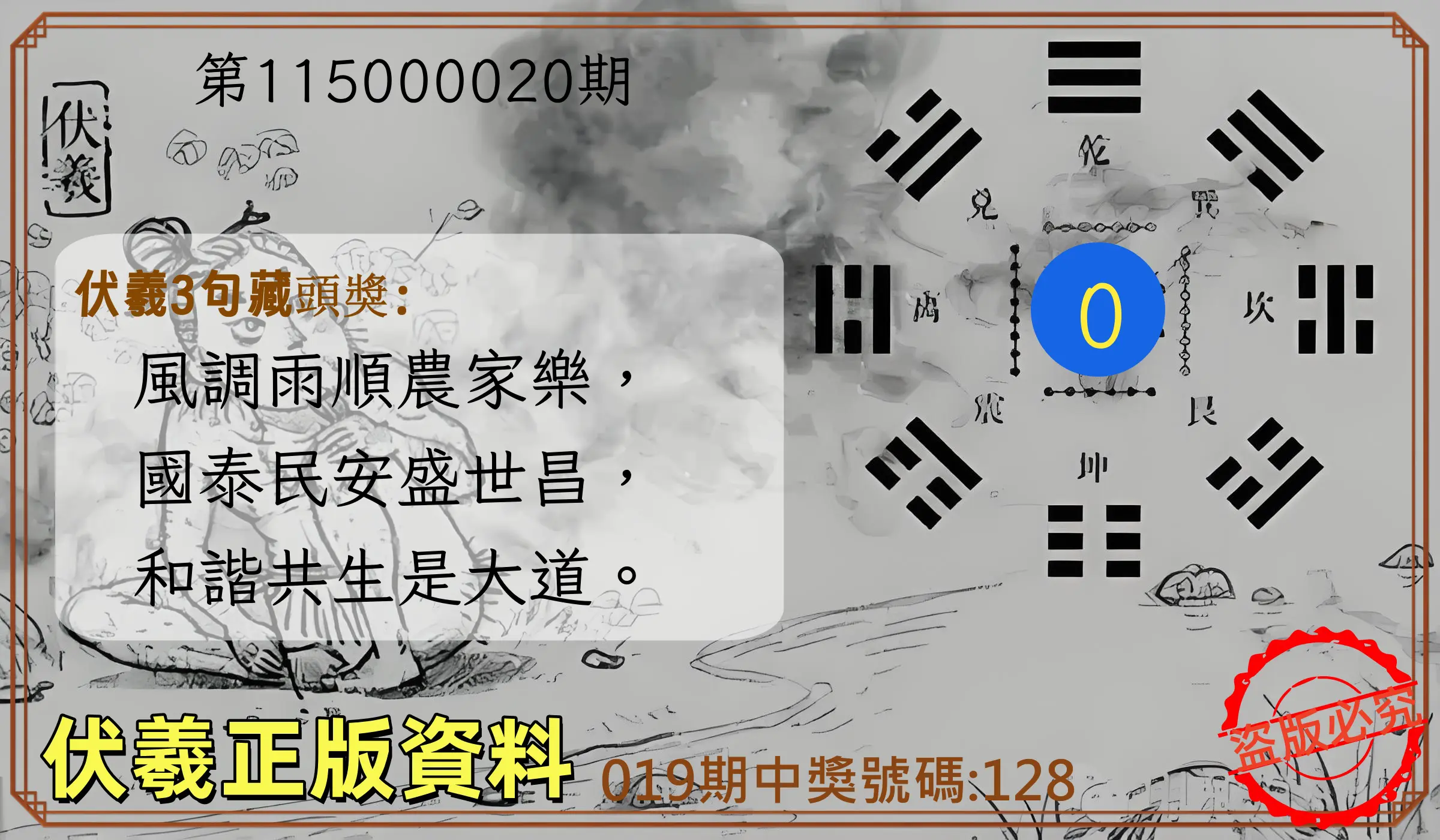 3星彩第115000020期(01/23)伏羲正版資料