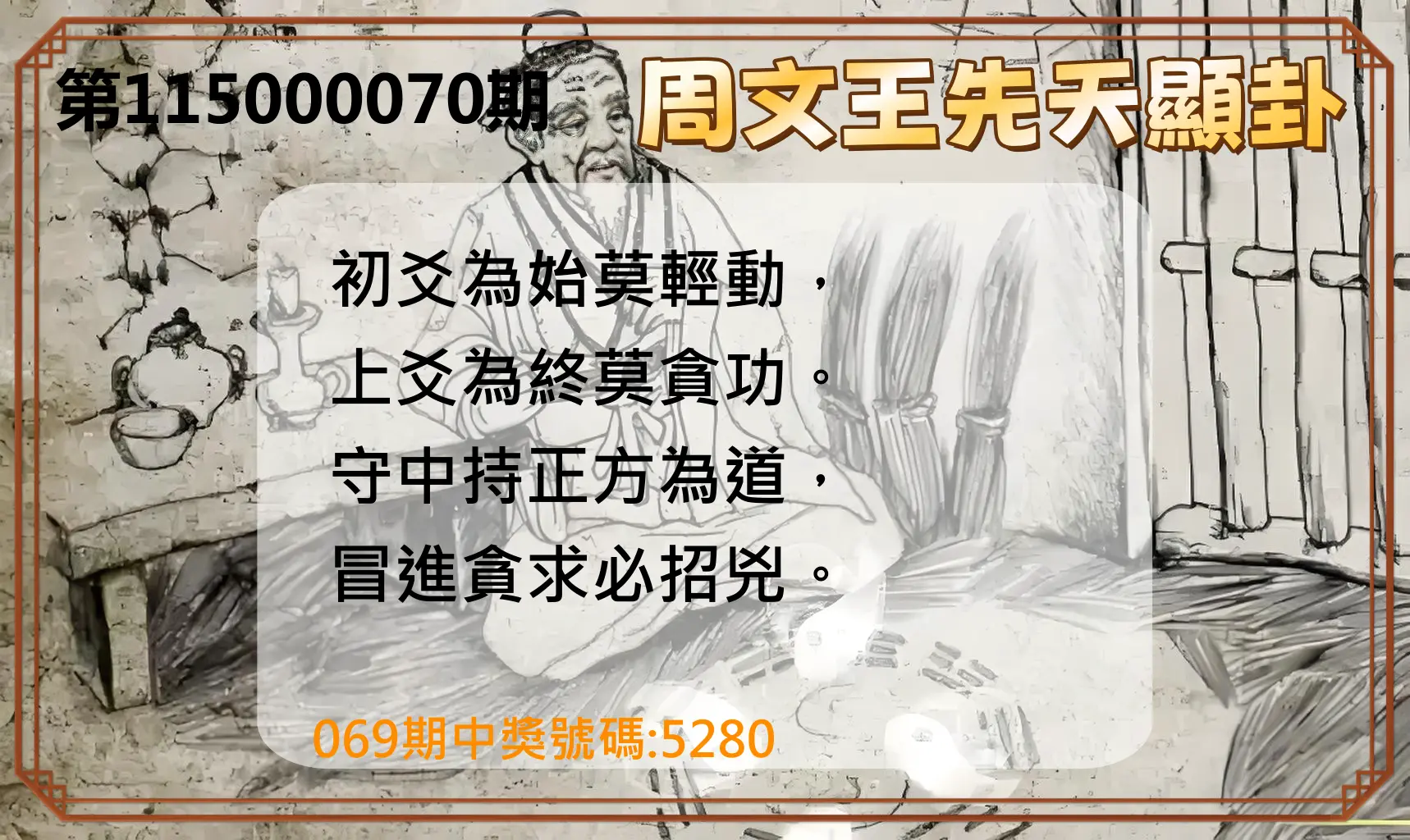 4星彩第115000070期(03/19)周文王先天顯卦