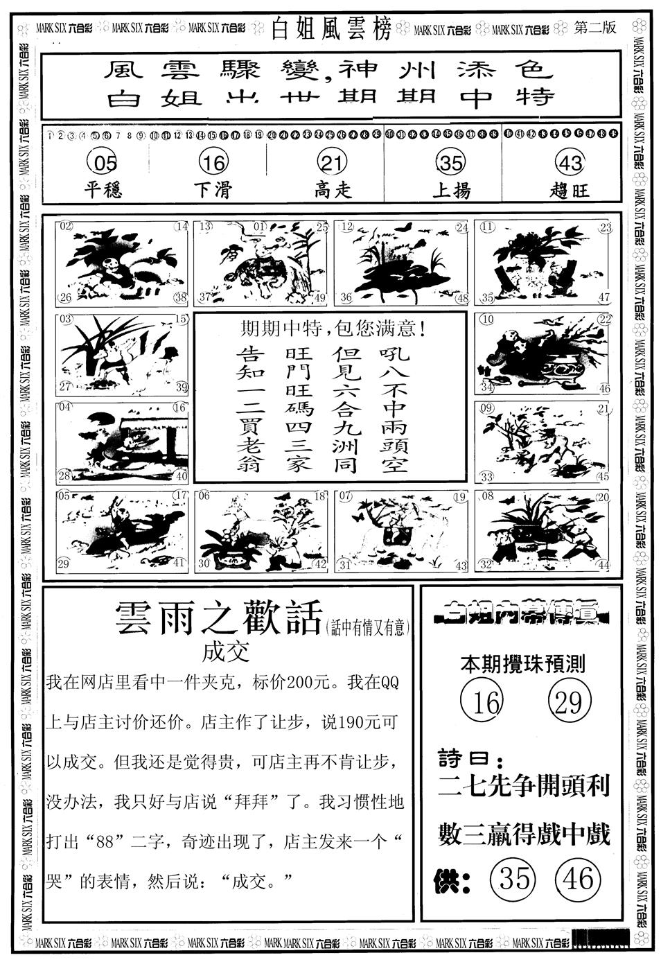 六合彩001期另版白姐风云榜B(黑白)