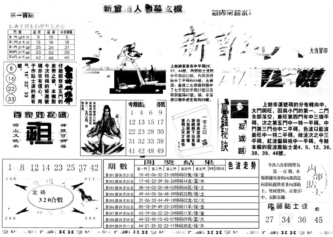六合彩100期另新内幕A(黑白)