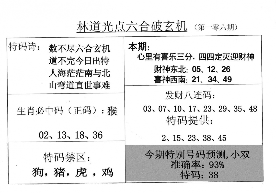 六合彩106期老林道光(黑白)