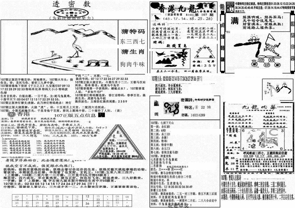 六合彩107期新透密数B(新)(黑白)