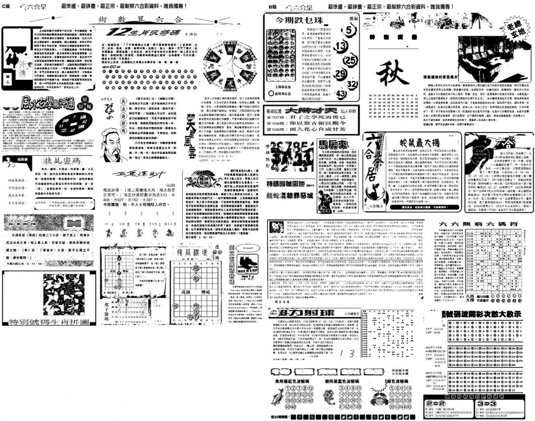 六合彩109期另版六合皇B(黑白)