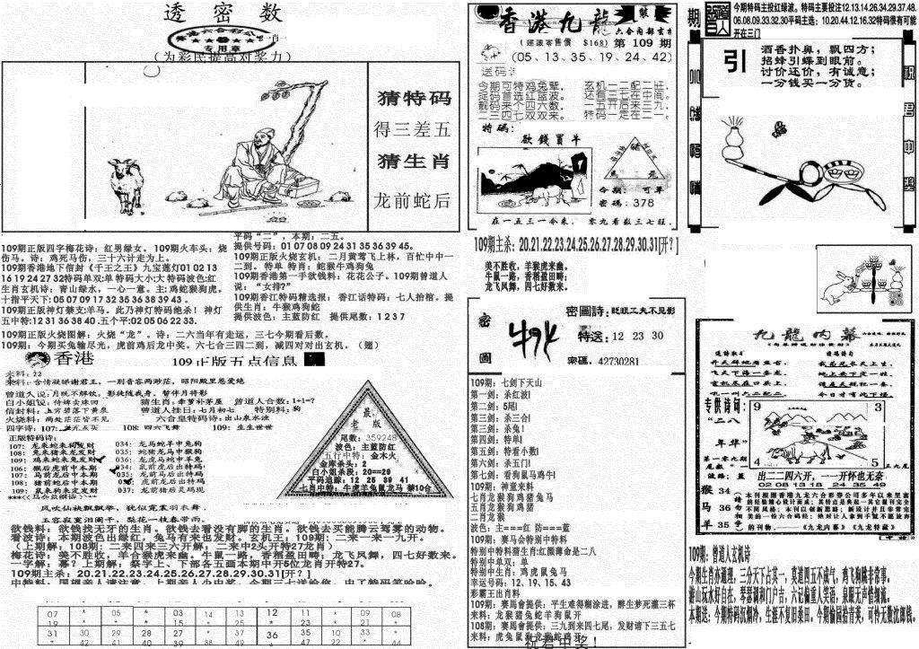 六合彩109期新透密数B(新)(黑白)