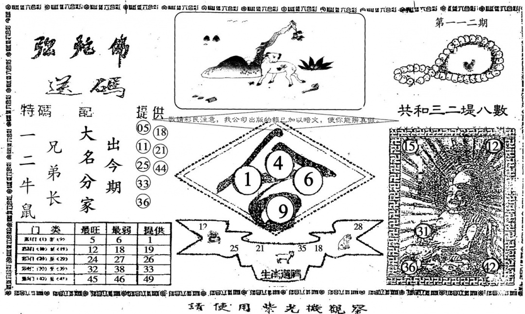 六合彩112期老弥陀佛(黑白)