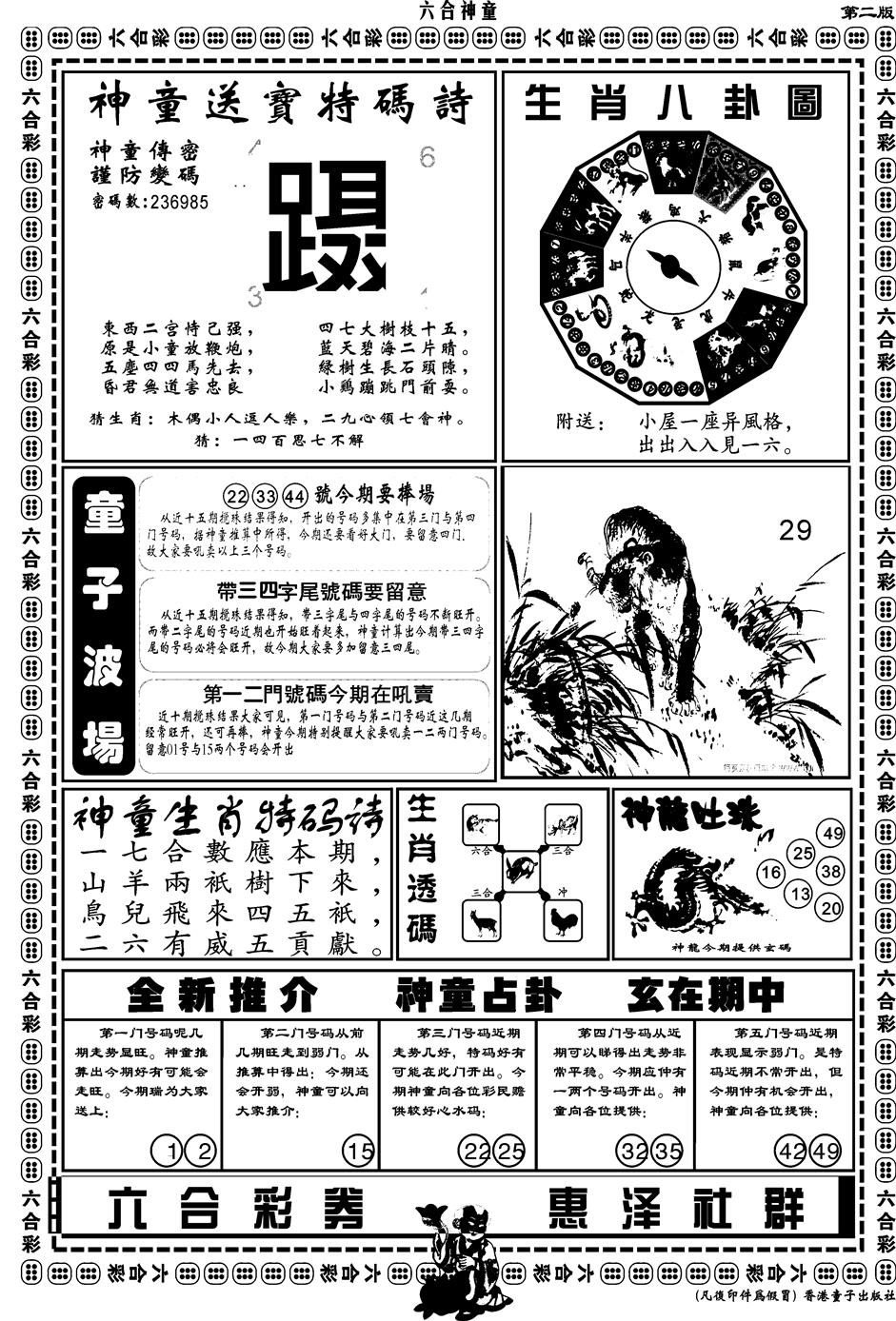 六合彩112期另版六合神童B(黑白)