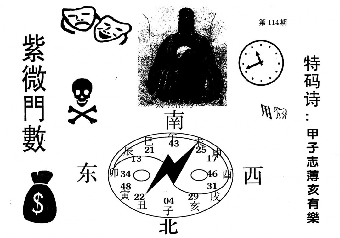 六合彩114期老版紫微门数(黑白)