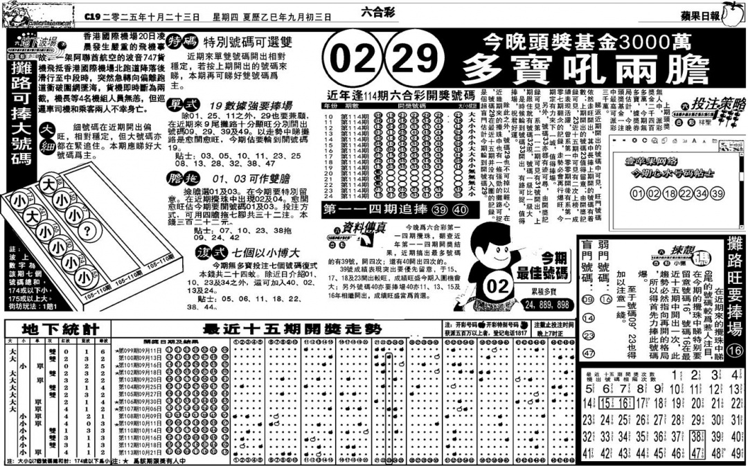 六合彩114期老版苹果日报(黑白)