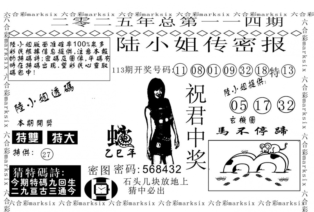六合彩114期陆小姐传密A(黑白)