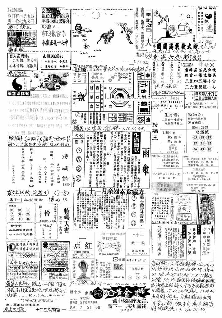 六合彩114期新版手写综合资料B(黑白)