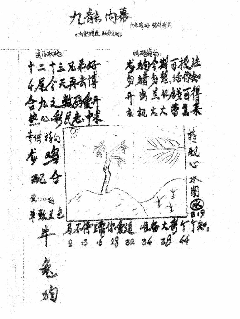 六合彩114期香港九龙传真3(手写版)(黑白)