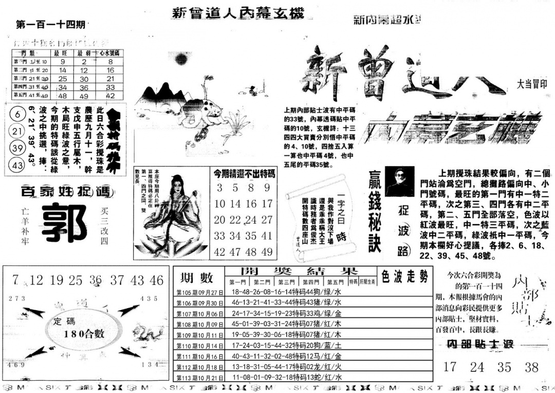 六合彩114期另新内幕A(黑白)
