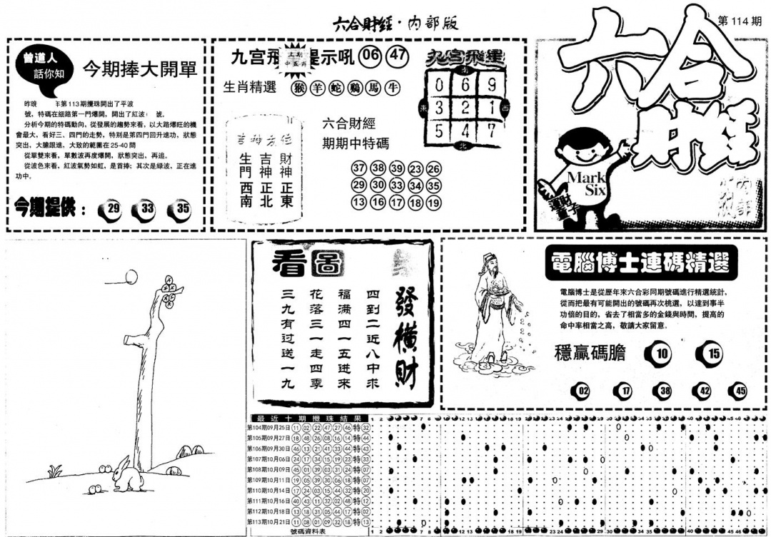 六合彩114期另版中财经A(黑白)