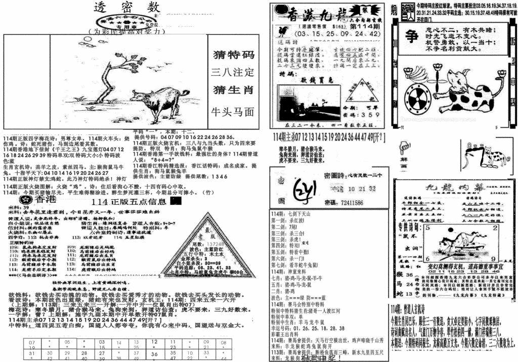 六合彩114期新透密数B(新)(黑白)