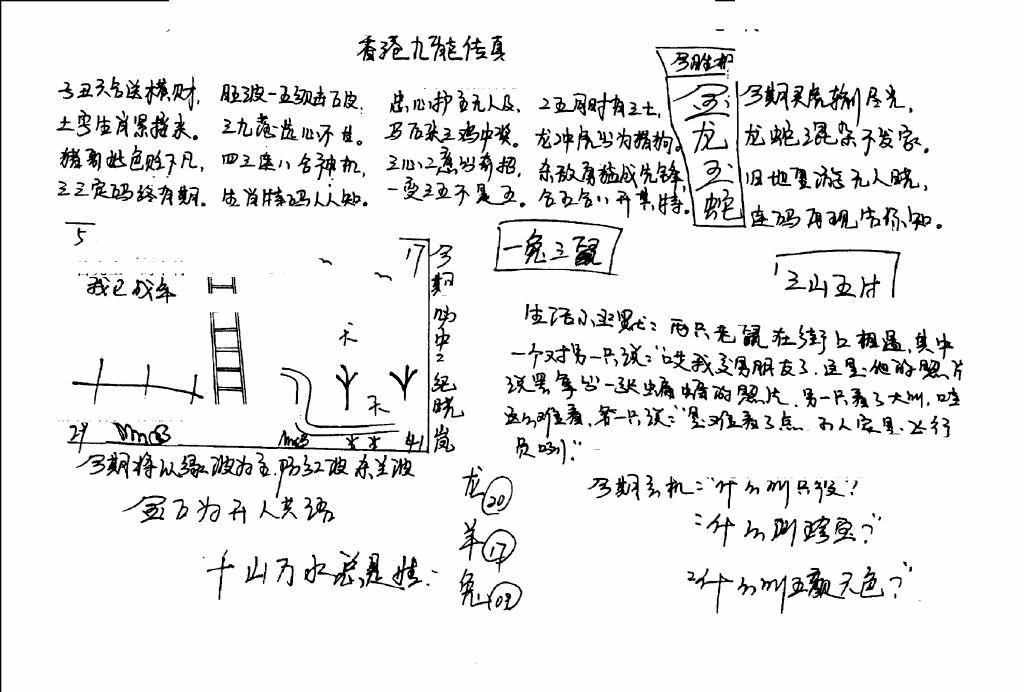 六合彩114期手写九龙内幕(早图)(黑白)