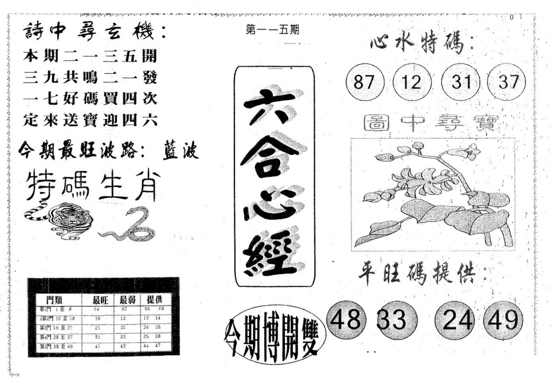 六合彩115期六合心经(黑白)