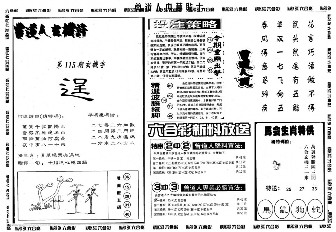 六合彩115期另内幕贴士B(黑白)