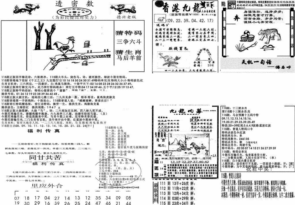 六合彩115期新透密数A(新)(黑白)