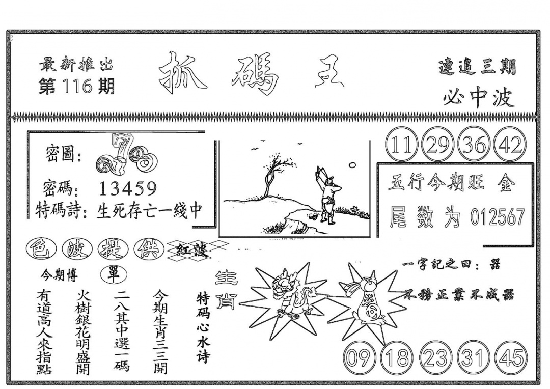 六合彩116期抓码王(黑白)