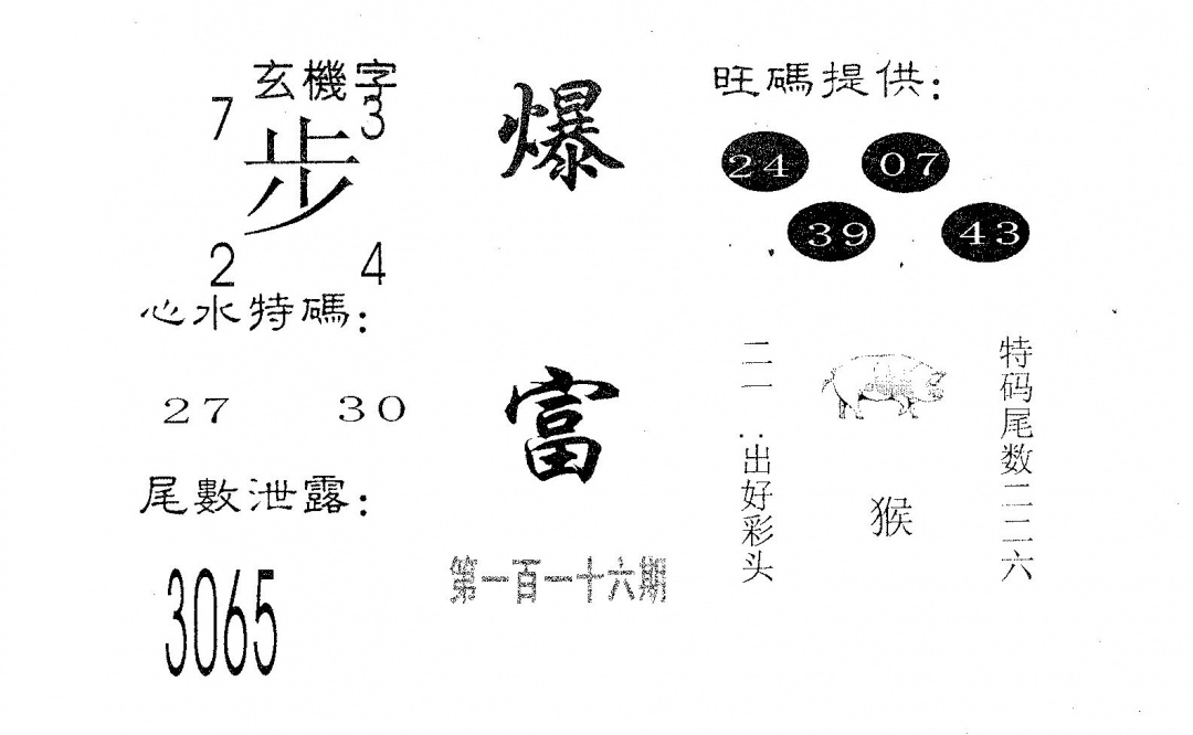 六合彩116期爆富(黑白)