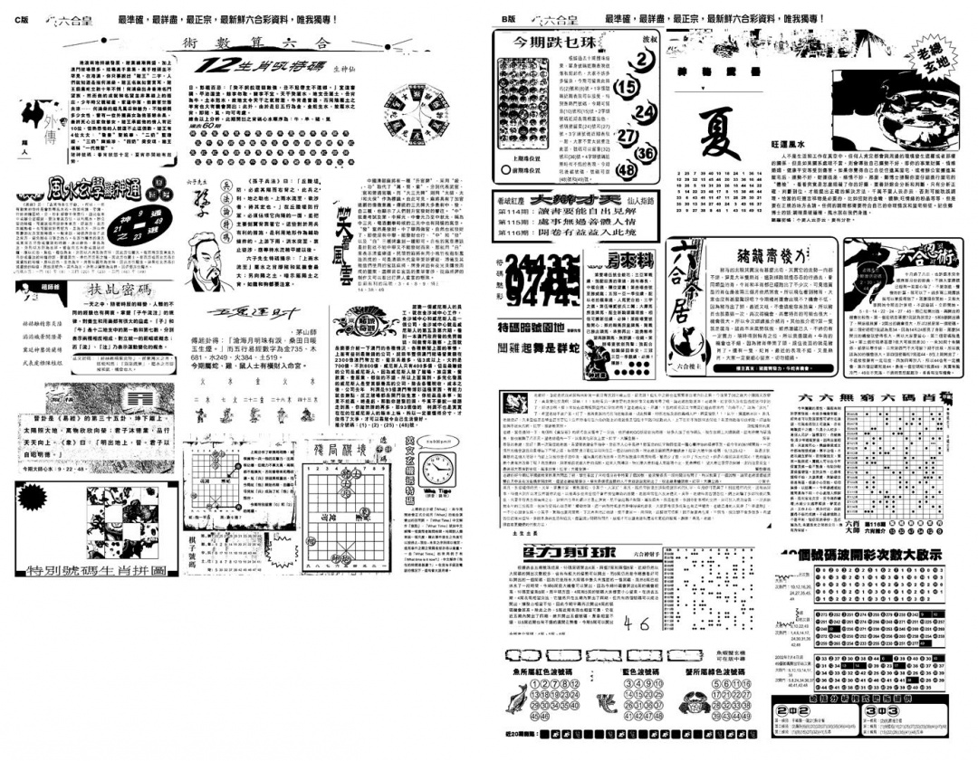 六合彩116期另版六合皇B(黑白)