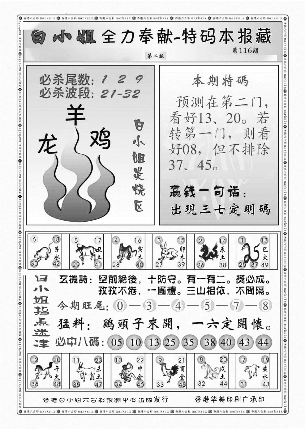 六合彩116期白小姐救世民B（新图）(黑白)