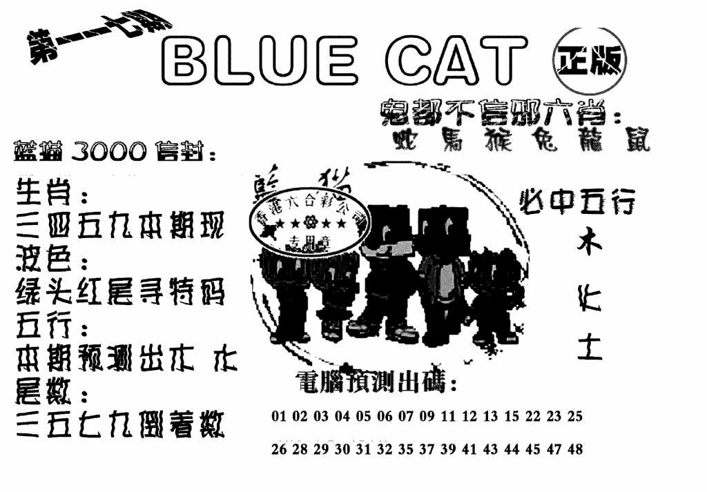 六合彩117期蓝猫Blue Cat(黑白)