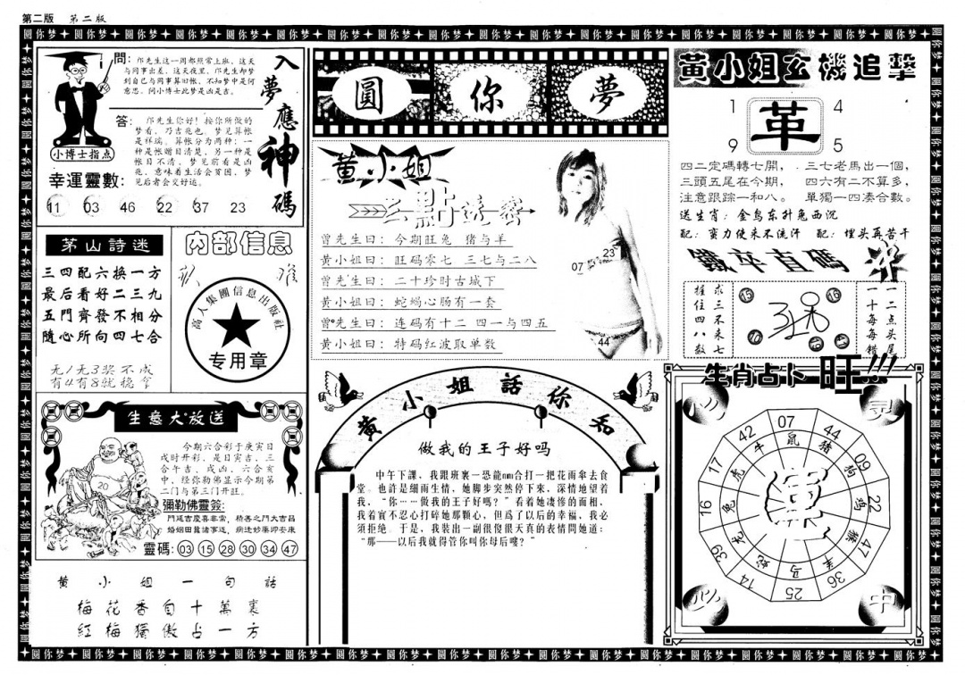 六合彩117期新版六合圆你梦B(黑白)