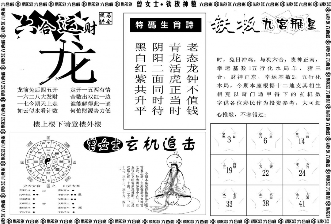 六合彩117期另版曾女士铁板B(黑白)