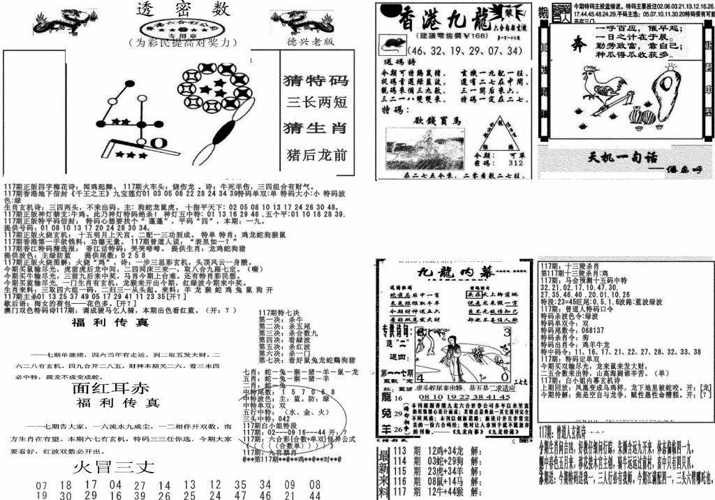 六合彩117期新透密数A(新)(黑白)