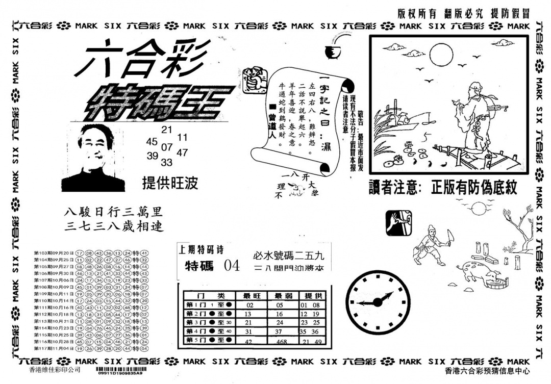 六合彩118期另版特码王(黑白)