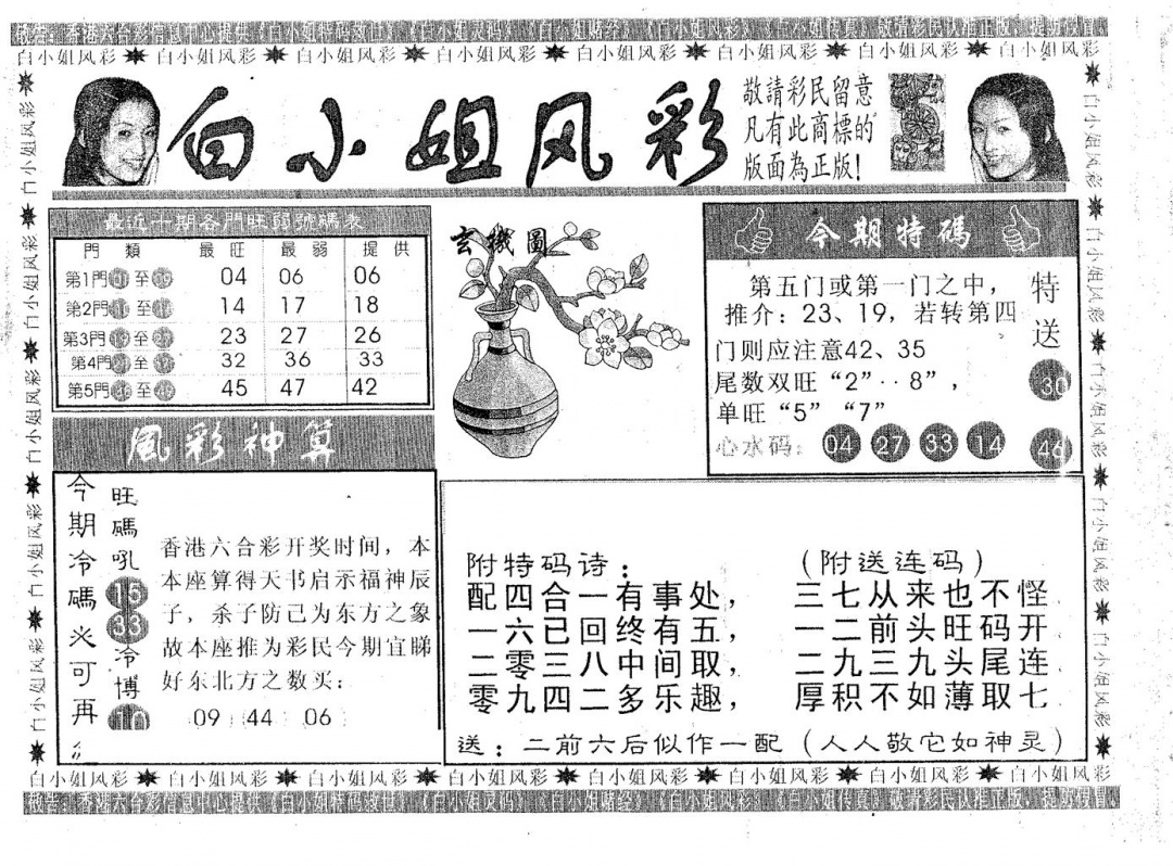 六合彩118期白姐风采(黑白)