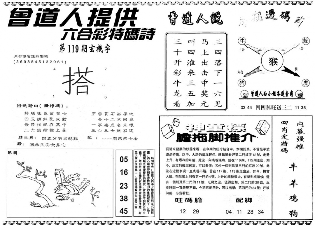 六合彩119期另内幕B(黑白)