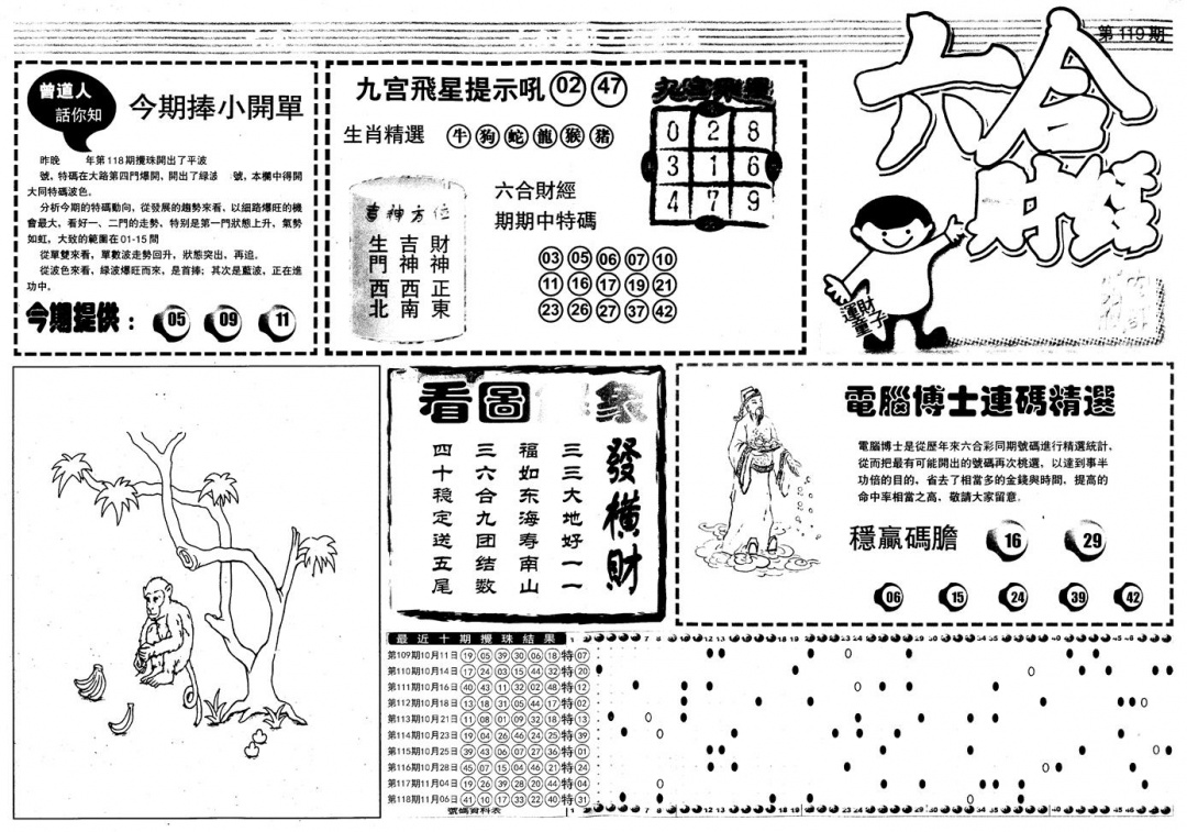 六合彩119期另版中财经A(黑白)