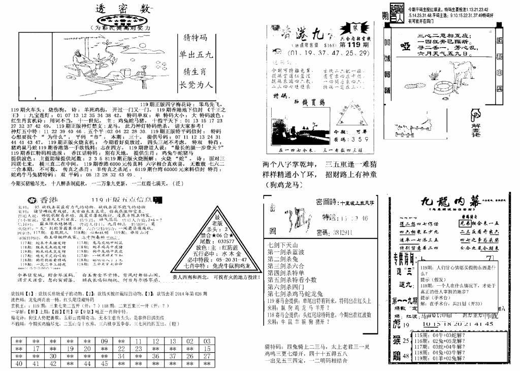 六合彩119期另新透密数B(新)(黑白)