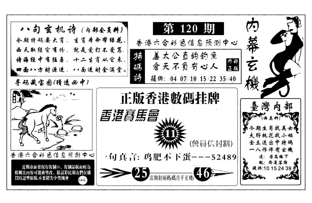 六合彩120期内幕玄机报(新图)(黑白)