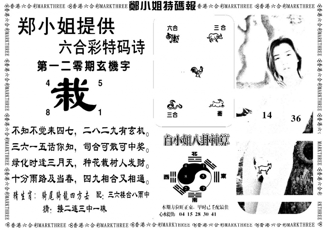 六合彩120期郑小姐特码报B(黑白)