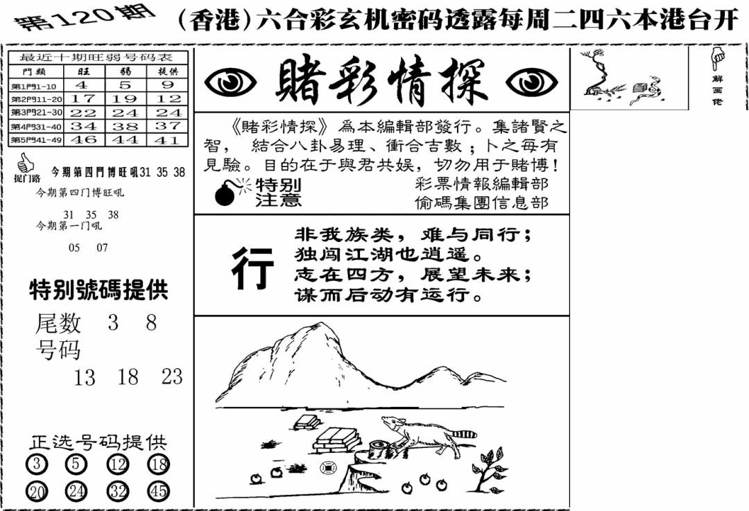 六合彩120期老版赌彩情探(黑白)