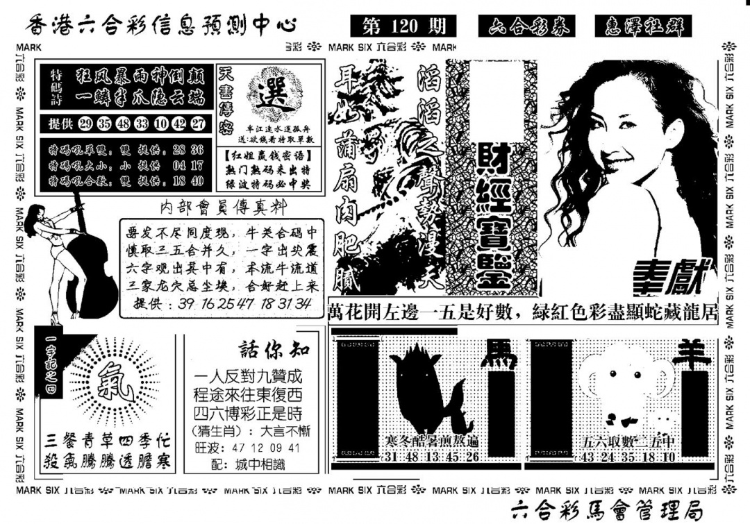 六合彩120期诸葛财经宝鉴(新)(黑白)